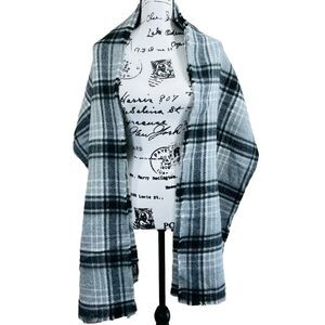 Zara Black Plaid Long Scarf Shawl Super Soft Long Thin Scarf Preppy baddie work